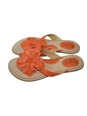 BOC Born Concept Kasia Orange Floral Leather Sandals Women Size 8 Bohemian Summe
